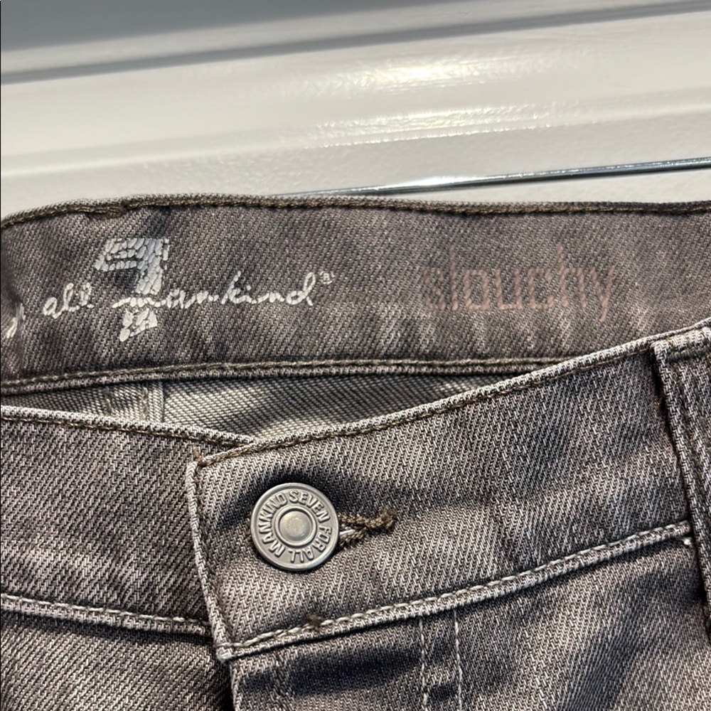 7 For All Mankind Gray Straight Jeans with Textured Finish - Picture 2 of 9